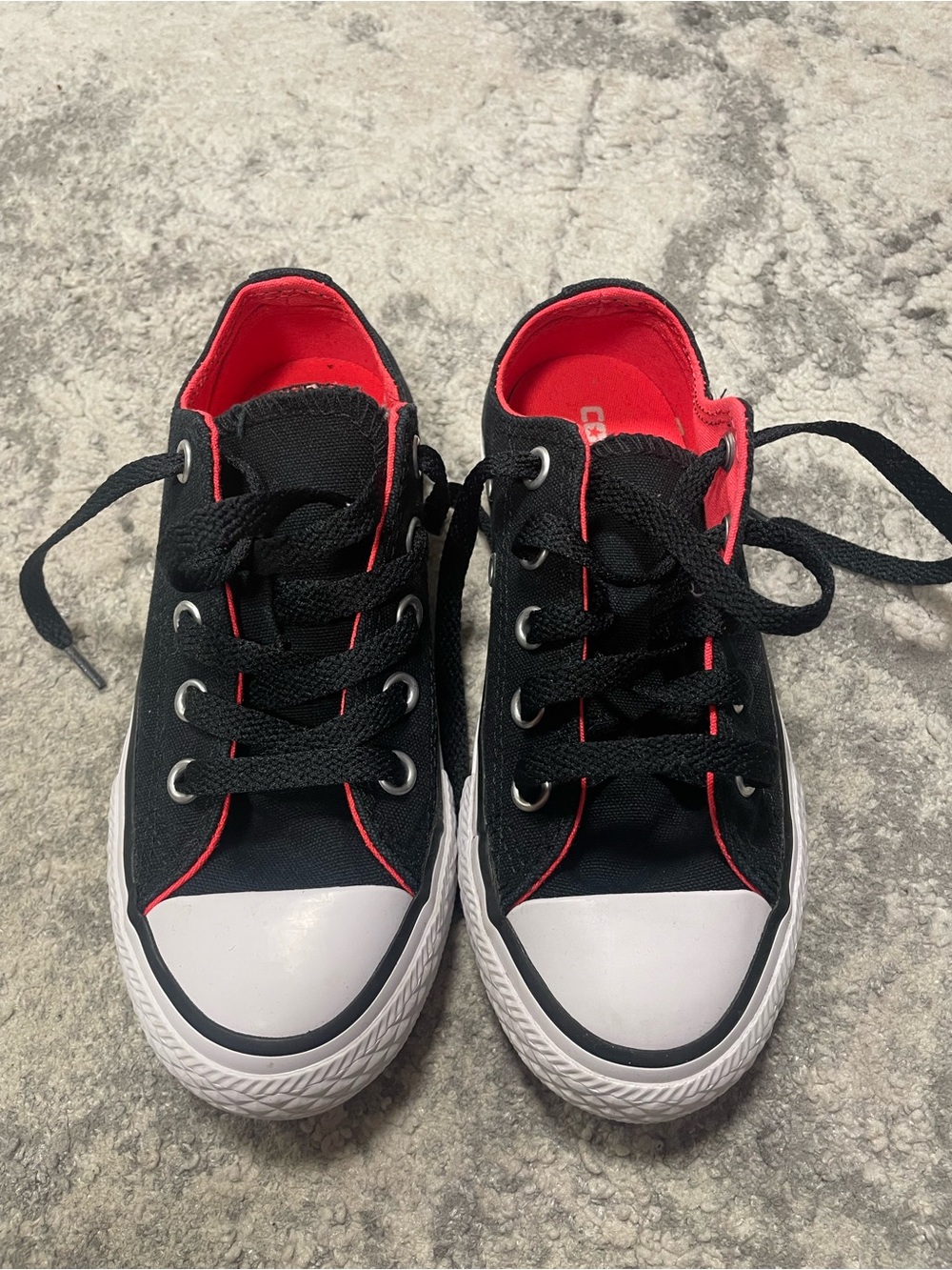 Converse Kids Black Canvas Sneakers with Red Lining